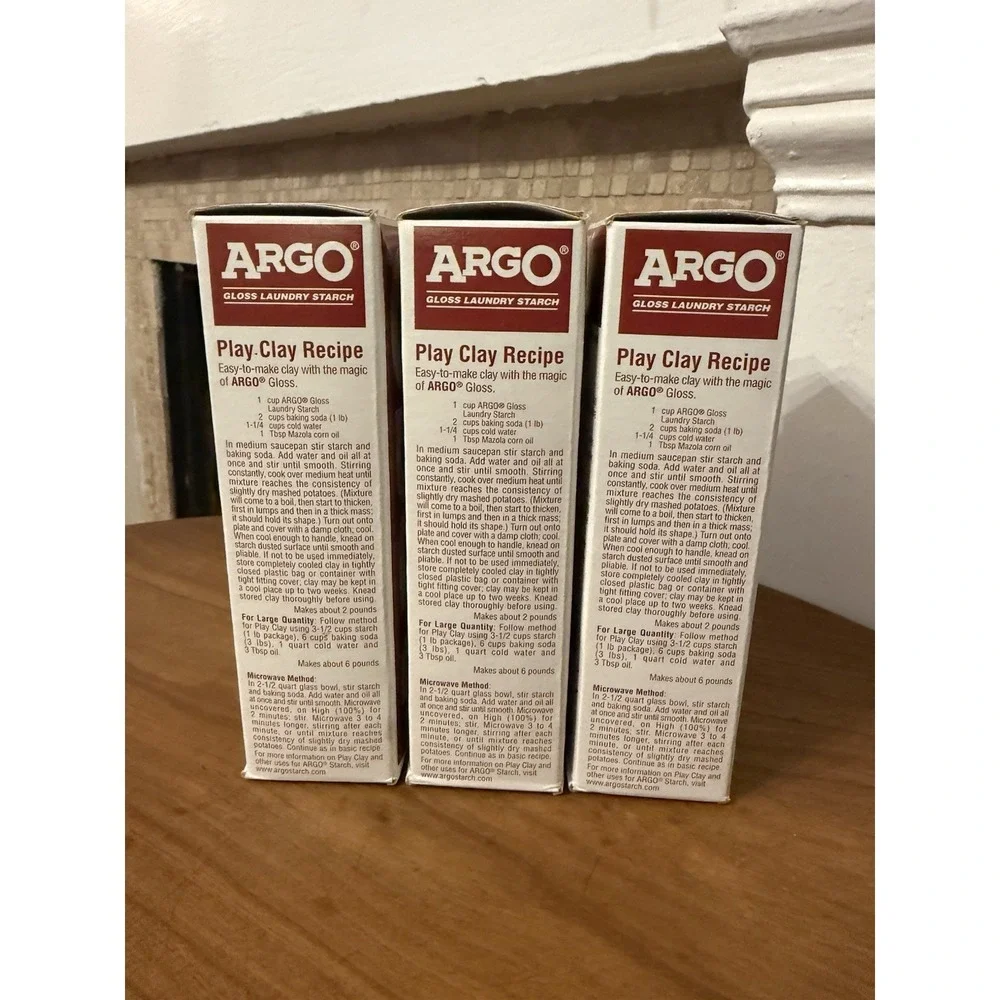 3x ARGO GLOSS LAUNDRY STARCH No Date 16 oz Crisp Finish Sealed NOS